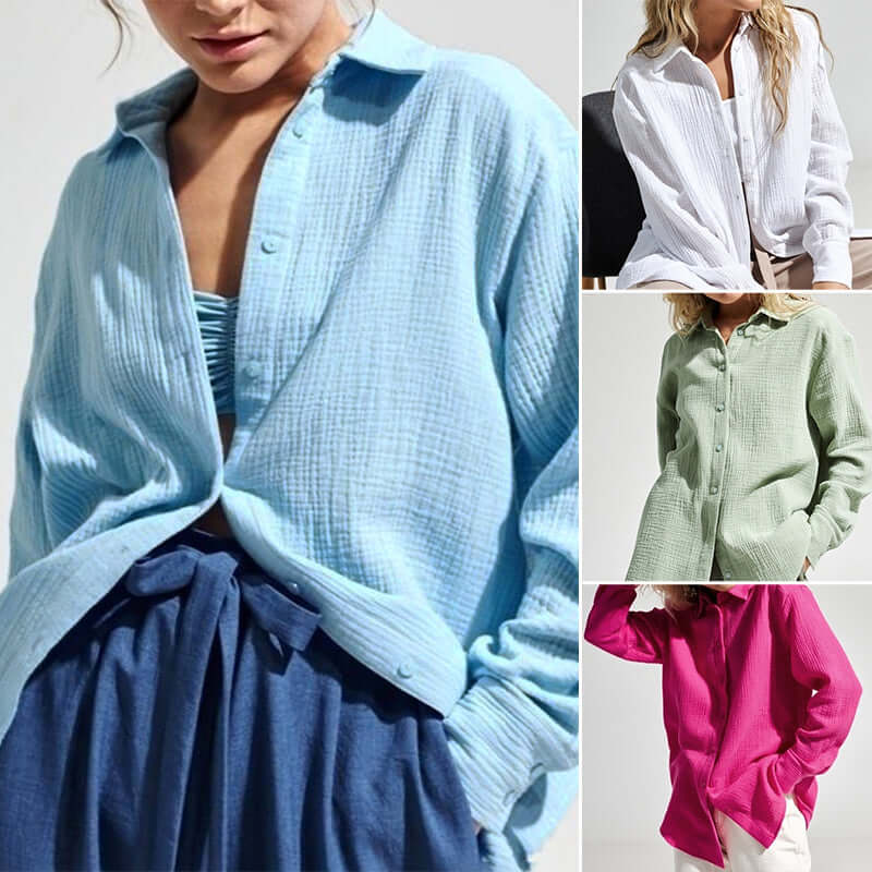 Women's Loose Long Sleeve Polo Shirt