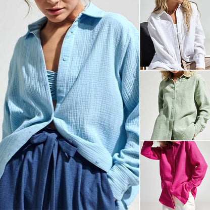 Women's Loose Long Sleeve Polo Shirt