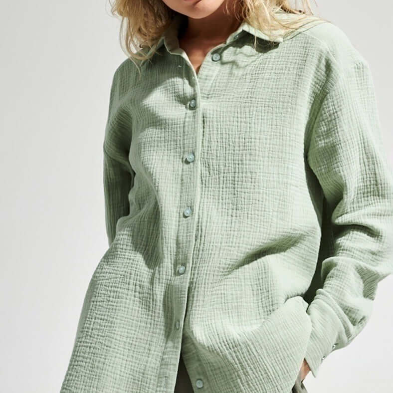 Women's Loose Long Sleeve Polo Shirt