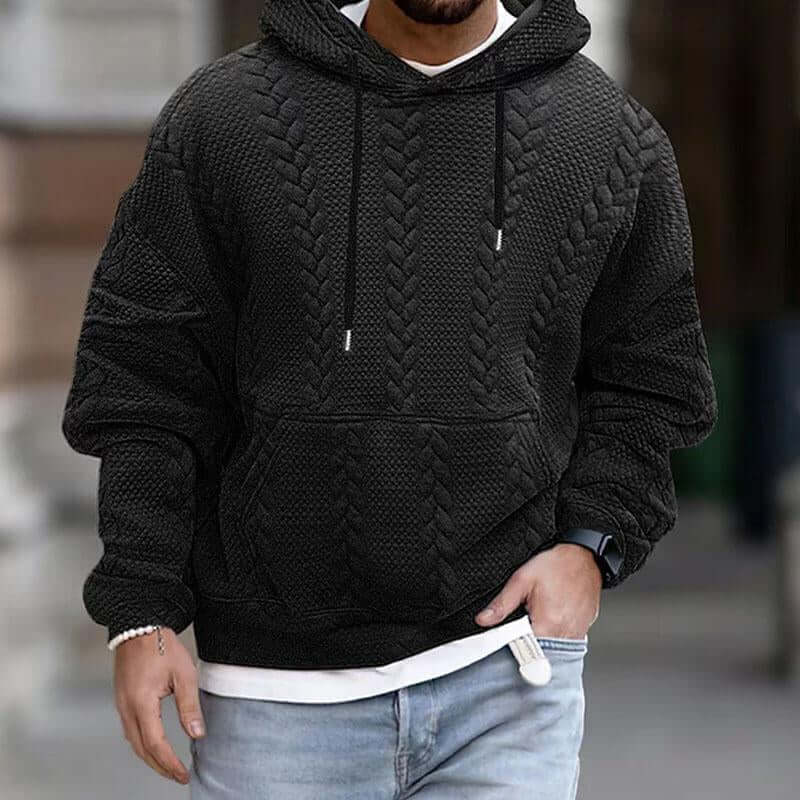 Men's Casual Long-Sleeve Knit Hoodie