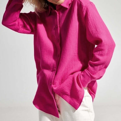 Women's Loose Long Sleeve Polo Shirt